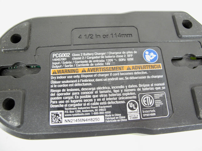 RYOBI PCG002 18V 18 Volt ONE+ Li-Ion Lithium Ion Genuine Battery Charger