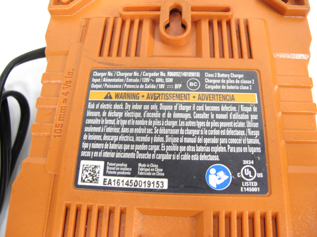 Ridgid R86092 18 VOLT X4 X5 Dual Chemistry Lithium Battery Charger