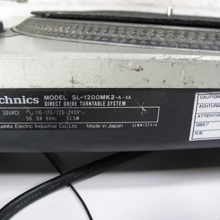 Technics SL-1200 MK2 II Direct Drive DJ Turntable Record Player