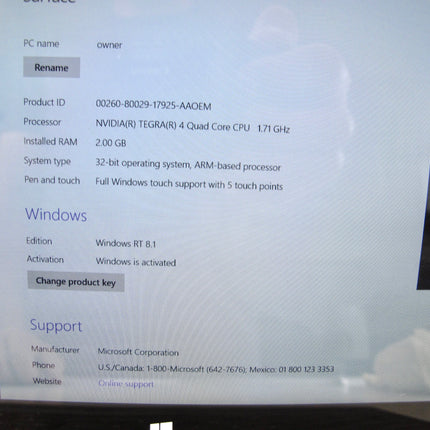 Microsoft Surface 2 1572 1.71GHz 2GB 32GB Windows RT Tablet Computer