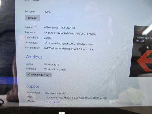 Microsoft Surface 2 1572 1.71GHz 2GB 32GB Windows RT Tablet Computer