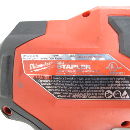 Milwaukee 2448-20 M12 12-Volt Lithium-Ion Cordless Cable Stapler