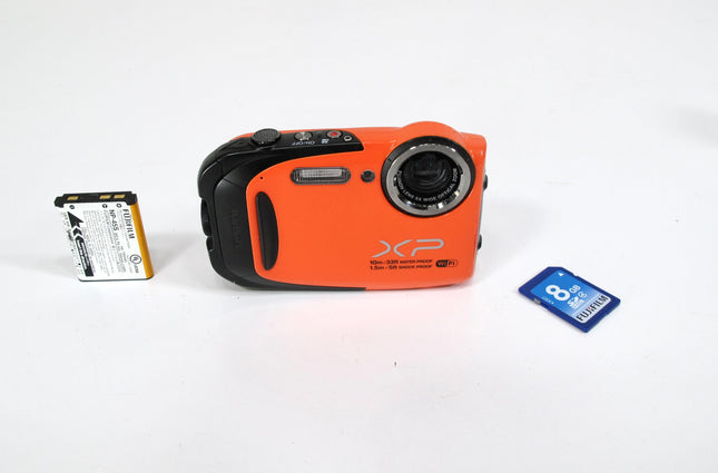 Fujifilm FinePix XP70 16.4MP Orange Compact Waterproof Camera Charger & SD Card