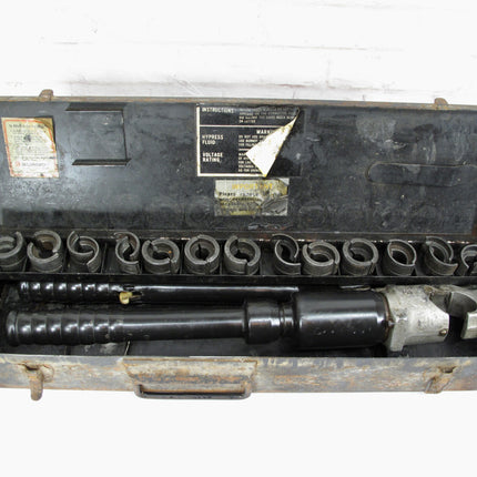 Burndy Y35 12-Ton C-Head Manual Hydraulic Compression Crimping Tool w/ 13 Die Sets