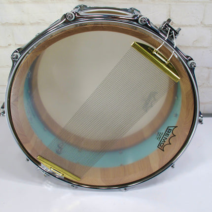 Acoutin Custom Leonova 6.5x14 2013 "Leonova" Sea Foam Green Snare Drum