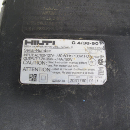 Hilti 18-36 Volt Lithium-Ion 4/36-90 Compact Fast Charger Battery Charge Ion AC