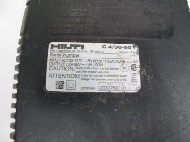 Hilti 18-36 Volt Lithium-Ion 4/36-90 Compact Fast Charger Battery Charge Ion AC