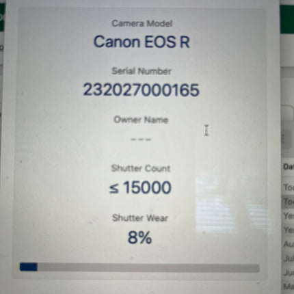 Canon EOS R 30.3 MP Mirrorless Digital DSLR Camera Body Shutter Count <15k