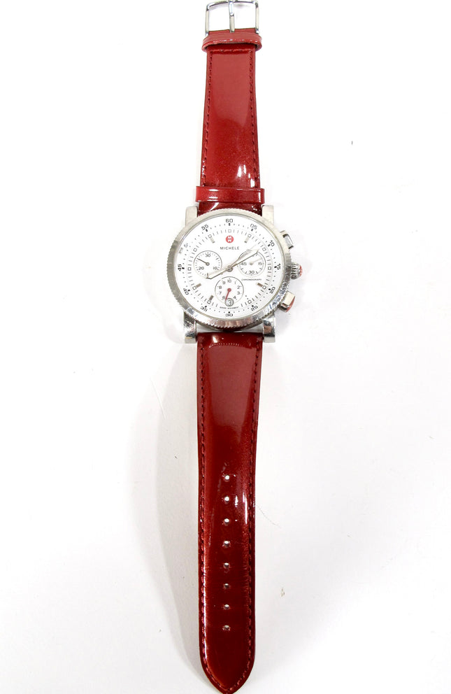 Michele Sport Sail Ladies Chronograph Leather Strap Watch MW01C00D9001