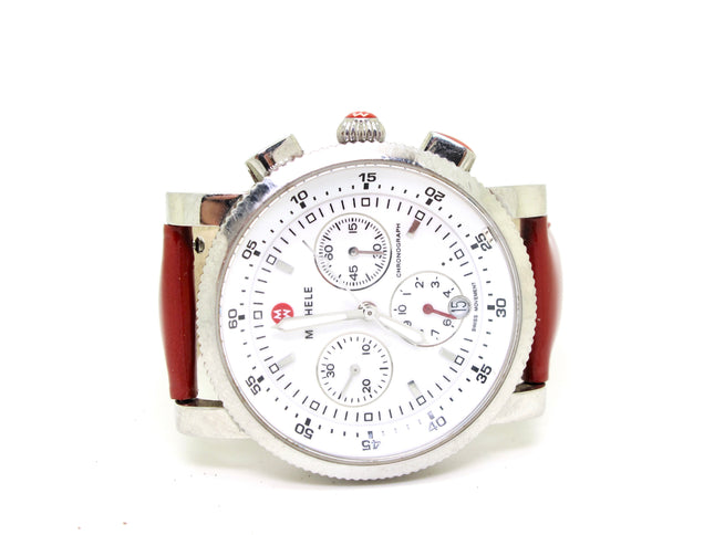Michele Sport Sail Ladies Chronograph Leather Strap Watch MW01C00D9001