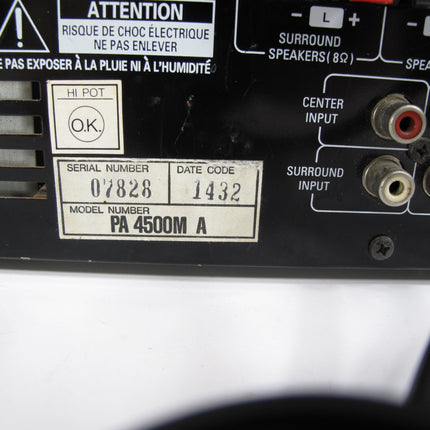 RCA Proformer PA-4500M 4 Channel Class A Home Theater Audio Amplifier