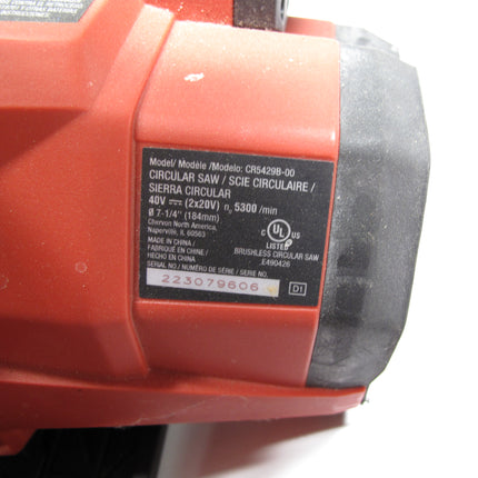 SKIL CR5429B-00 PWR CORE 20V Brushless 7-1/4" Rear Handle Circular Saw Tool Only