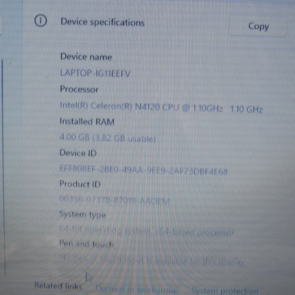 HP 14-dw0052dx 64GB 4GB Intel Celeron N4120 1.10GHz  Windows Laptop Computer