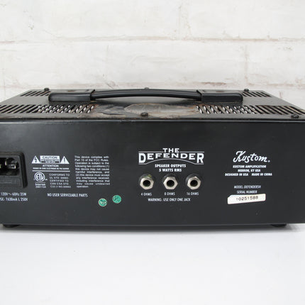 Kustom The Defender 5H Minimalist Tube Guitar Amplifier Head 12AX7 EL84 4,6,8 Ohms