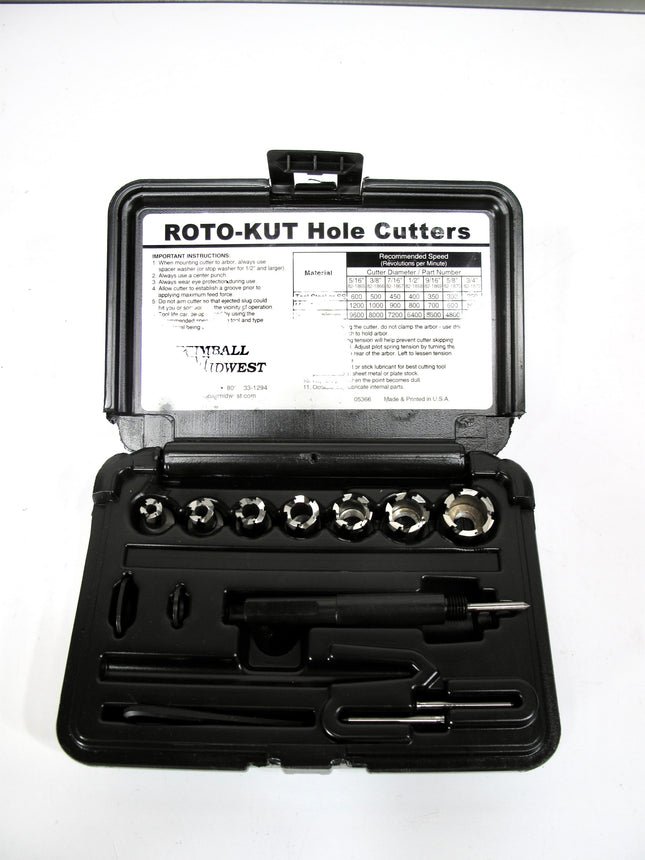 Kimball Midwest 82-1864 7 Piece Roto-Kut Hole Cutter Set (5/16" - 3/4")