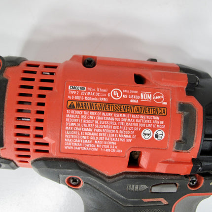 Craftsman CMCD700 Cordless Drill Driver 20V Max Li Ion 1/2" Drive - Tool Only
