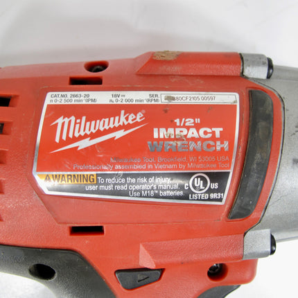 Milwaukee 2663-20 M18 18V Cordless 1/2 in. High Torque Impact Wrench