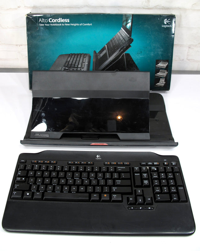 Logitech Alto Cordless Notebook Stand with Cordless Keyboard and USB Hub - Black
