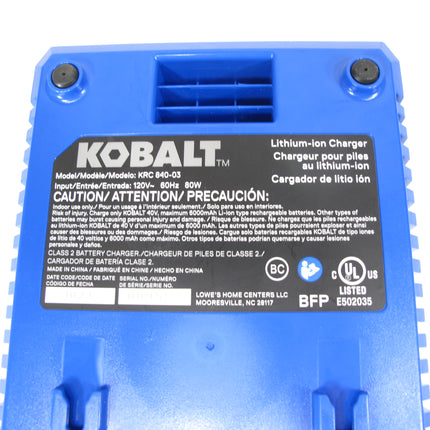 Kobalt KRC 840-03 40 Volt MAX Lithium-Ion Battery 80W Quick Charger