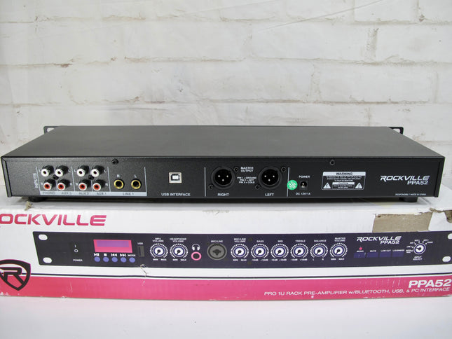 Rockville PPA50 Preamp Pro 1U Pre-Amplifier with Bluetooth/USB/Computer Interface