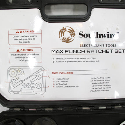 Southwire MPR-01SD Max Punch Ratchet Set Tool Kit in case Complete 1/2" To 2"