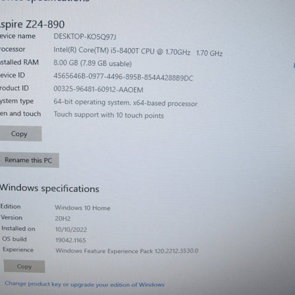 Acer Aspire Z24 - 890 - UR11 AIO 1.70GHz 8GB 1TB Touch All inOne Computer - ZeereeZ
