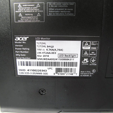 Acer T272HL 27" Multi - Touch 1080p HD LED Monitor - ZeereeZ