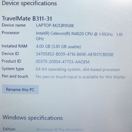 Acer TravelMate Spin B3 11.6" Laptop 1.1GHz Celeron 4GB 64GB eMMC in 10 - ZeereeZ