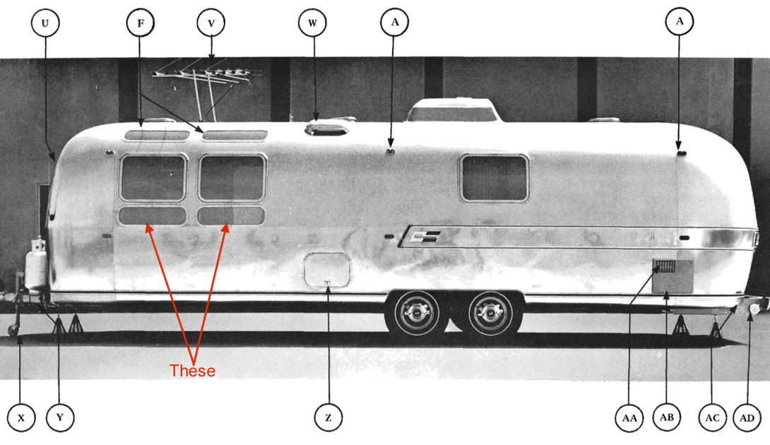 Airstream Double Pane Glass/Glass Flat Fixed Lower Stack Window Mid 70s+ - ZeereeZ