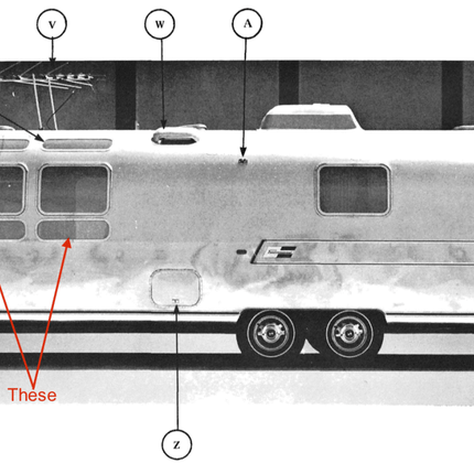 Airstream Single Pane Glass Flat Fixed Lower Stack Window 1969 - Mid 70s - ZeereeZ
