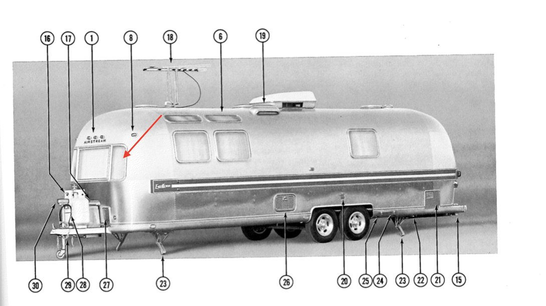 Airstream Street Side Double Pane Glass/Glass Curved Wing Window for Mid 70s + Trailers - ZeereeZ