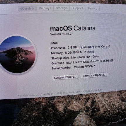 Apple iMac i5 2.8GHz 21.5" 8GB 1TB HD OSX 10.15 All in One Desktop Computer - ZeereeZ
