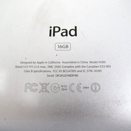 Apple iPad 2 2nd Gen Generation 16GB Wi - Fi 9.7" Tablet - ZeereeZ