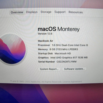 Apple Macbook Air Rose Gold 1.6GHz i5 8GB 256GB SSD Monterey - ZeereeZ