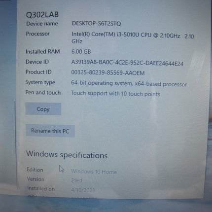 ASUS Q302LA13.3" Touchscreen Win 10 i3 2.10GHz 6GB RAM 500GB HD Laptop / Tablet - ZeereeZ
