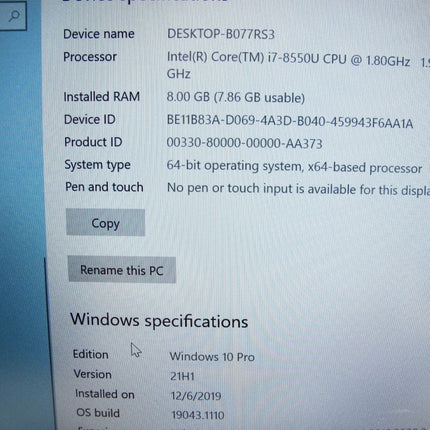 Asus Zenbook 13 i7 - 8550U 1.80GHz 8GB 256 SSD Thin 13.3” Notebook Computer - ZeereeZ