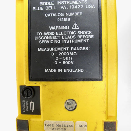 Biddle Megger 212159 Hand Crank Megohmmeter Insulation Tester - ZeereeZ
