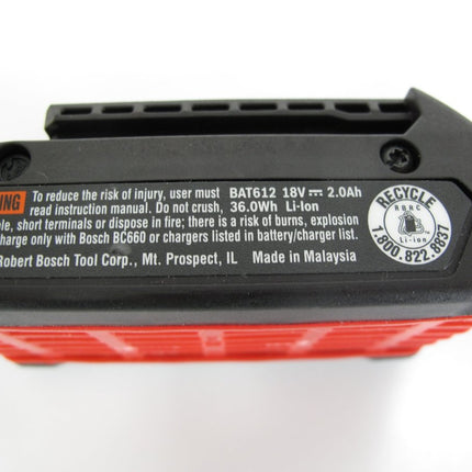 Bosch BAT612 18V 18 Volt Li - Ion 2.0 Ah Lithium - Ion Slim Battery Pack - ZeereeZ