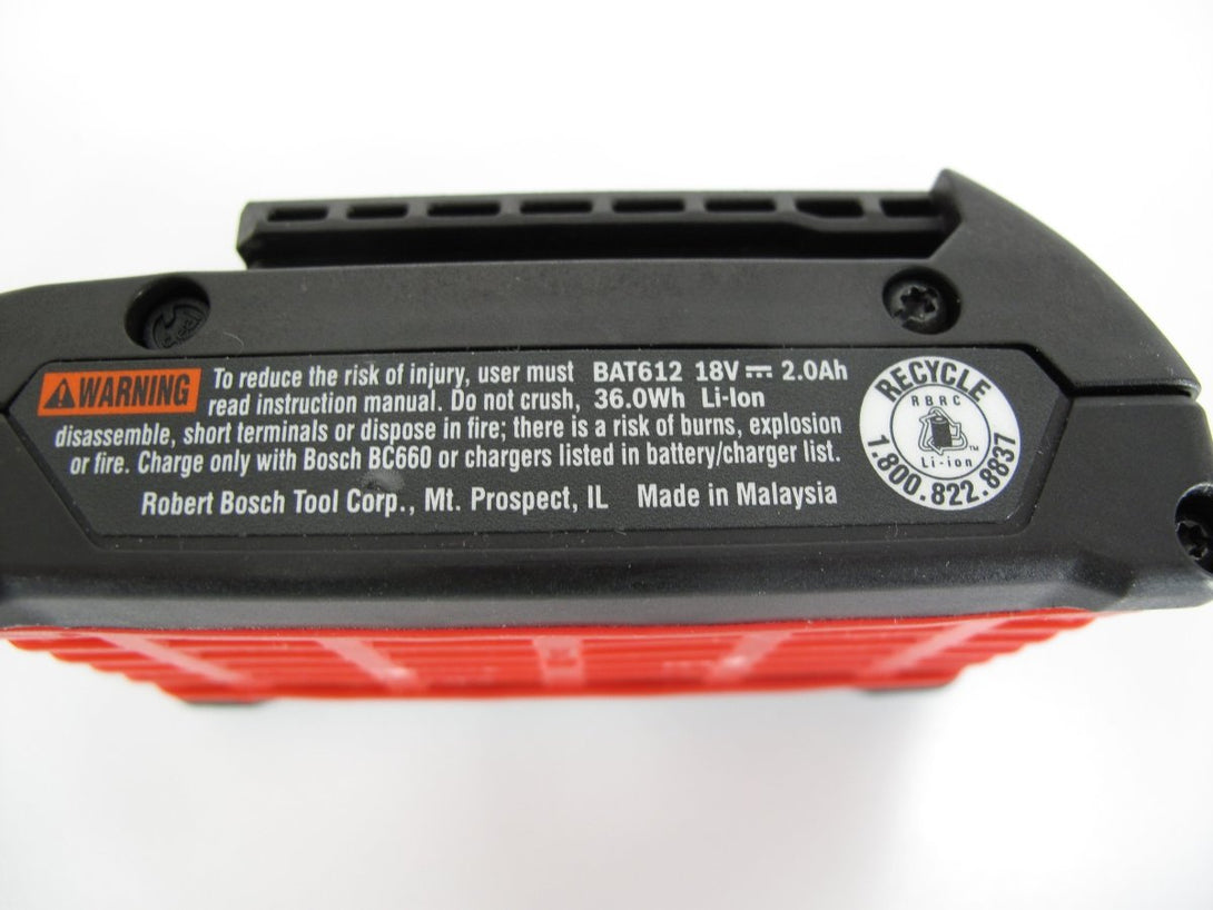 Bosch BAT612 18V 18 Volt Li - Ion 2.0 Ah Lithium - Ion Slim Battery Pack - ZeereeZ