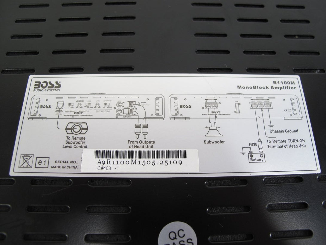 Boss R1100M Riot MOSFET Monoblock 1100 Watt Car Audio Amplifier Black - ZeereeZ