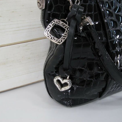 Brighton Croc Black Leather Ladies Handbag Purse - ZeereeZ