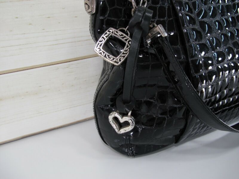 Brighton Croc Black Leather Ladies Handbag Purse - ZeereeZ