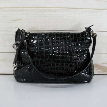 Brighton Croc Black Leather Ladies Handbag Purse - ZeereeZ