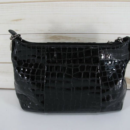 Brighton Croc Black Leather Ladies Handbag Purse - ZeereeZ