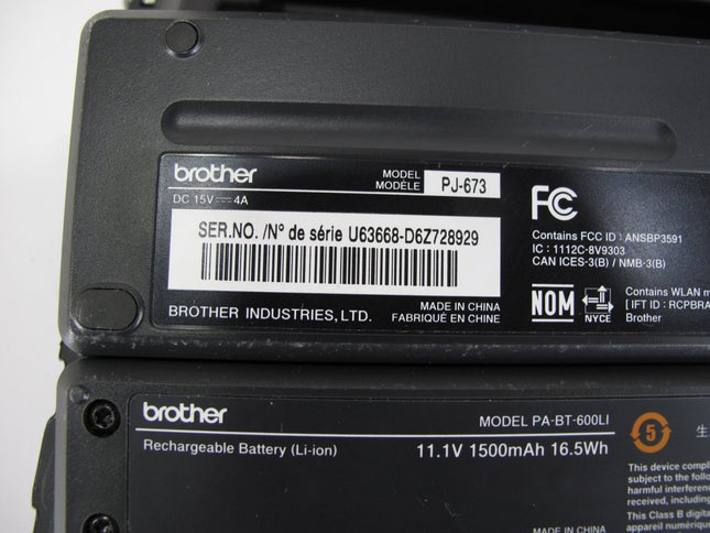 Brother PocketJeT PJ - 673 Portable Mobile Thermal Wireless Printer Li Ion Battery & Charger - ZeereeZ