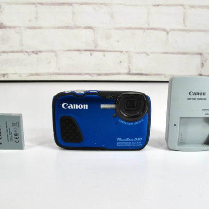 Canon PowerShot D30 12.1MP Waterproof Compact Digital Camera Blue - ZeereeZ