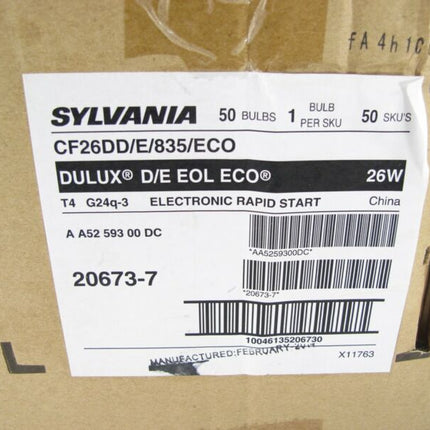 Case of 49 Sylvania Delux CF26DD/E/835/ECO 26w T4 4Pin 3,500K White Compact Bulb - ZeereeZ