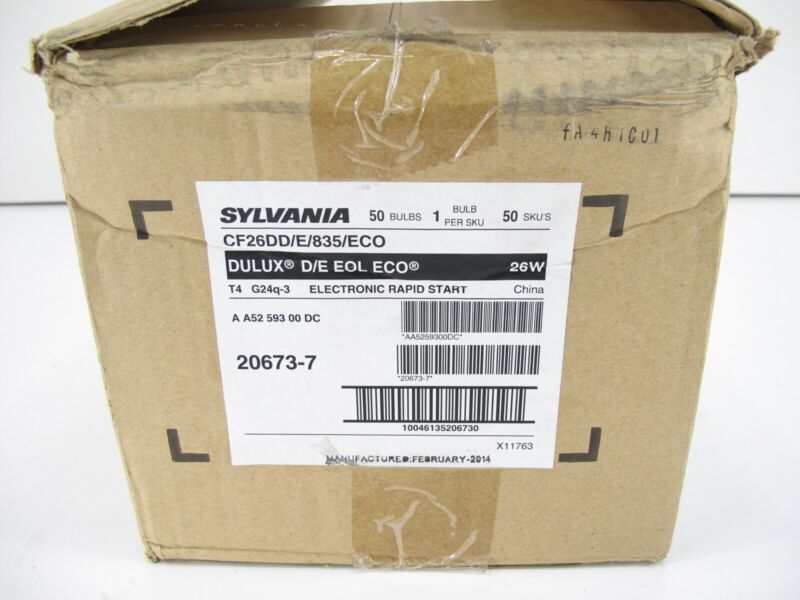 Case of 50 Sylvania Delux CF26DD/E/835/ECO 26w T4 4Pin 3,500K White Compact Bulb - ZeereeZ