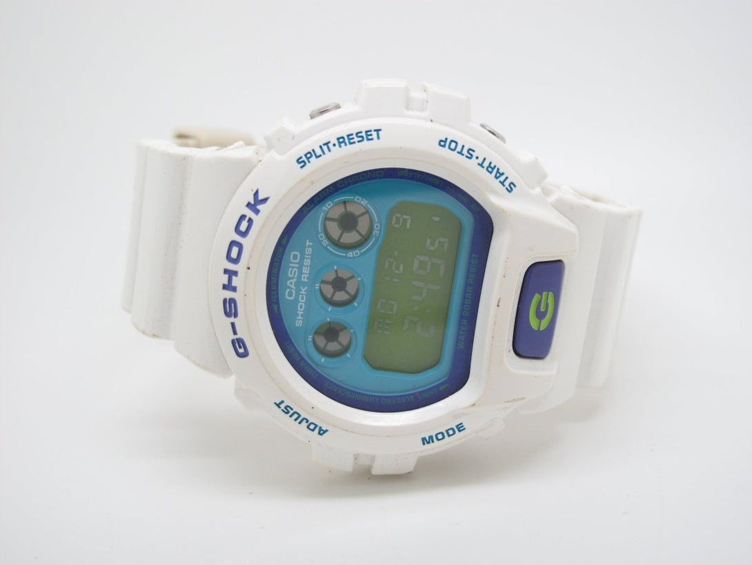 Casio G - Shock DW - 6900CS Classic Digital Watch w/ White Resin Band & Blue Face - ZeereeZ