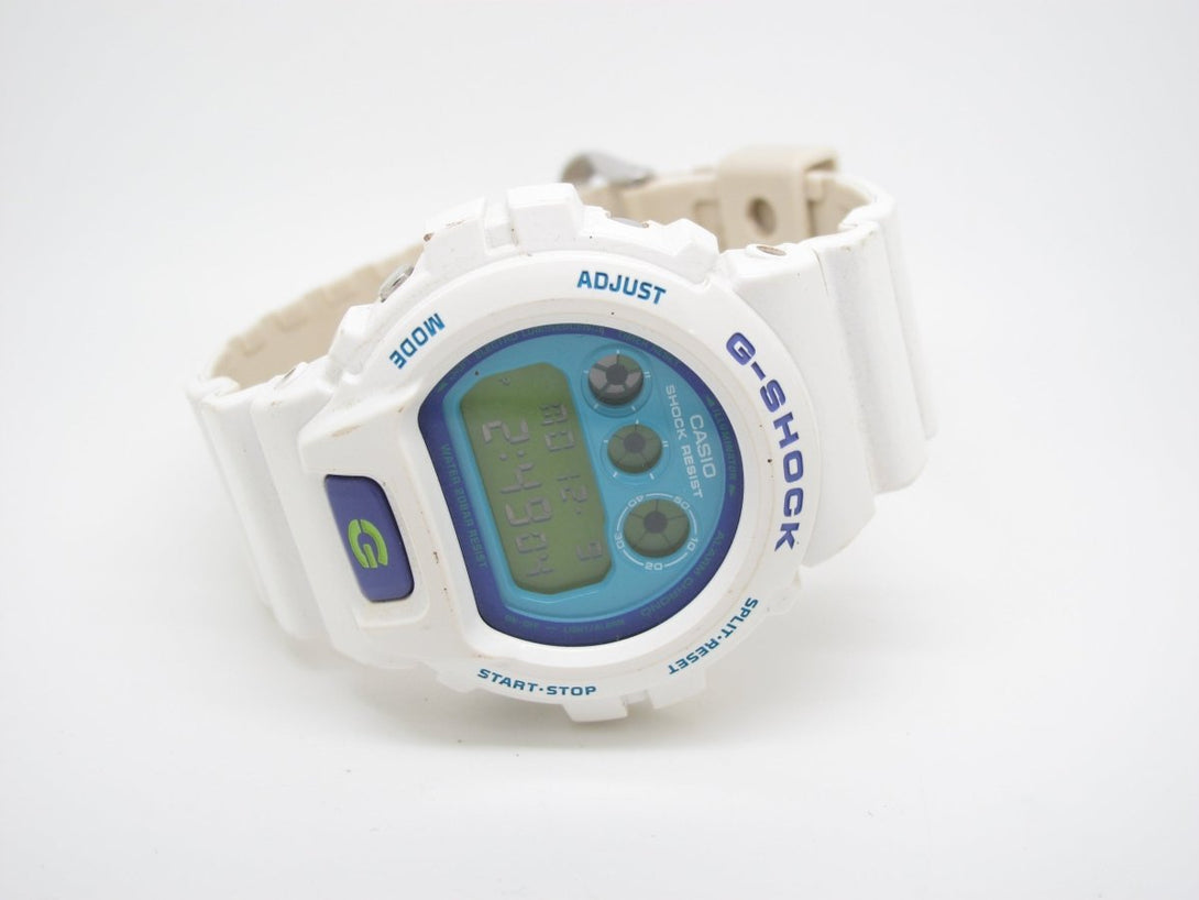 Casio G - Shock DW - 6900CS Classic Digital Watch w/ White Resin Band & Blue Face - ZeereeZ